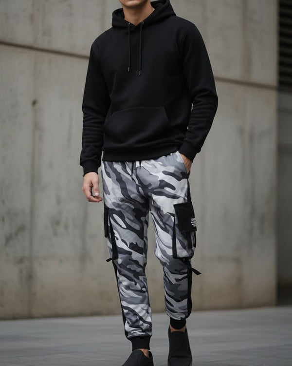 Men's Plus Size Camouflage Print Casual Trouser High Waist Sports Pants